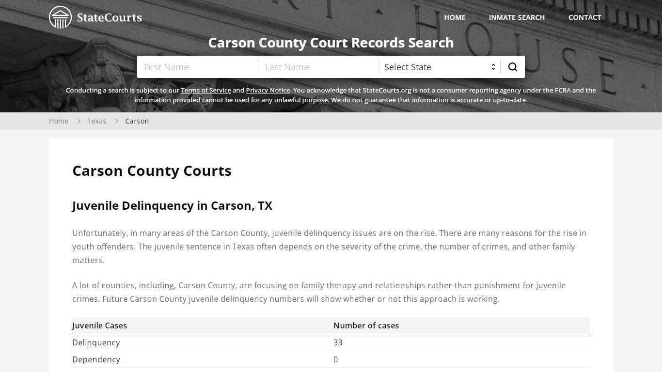 Carson County, TX Courts - Records & Cases - StateCourts